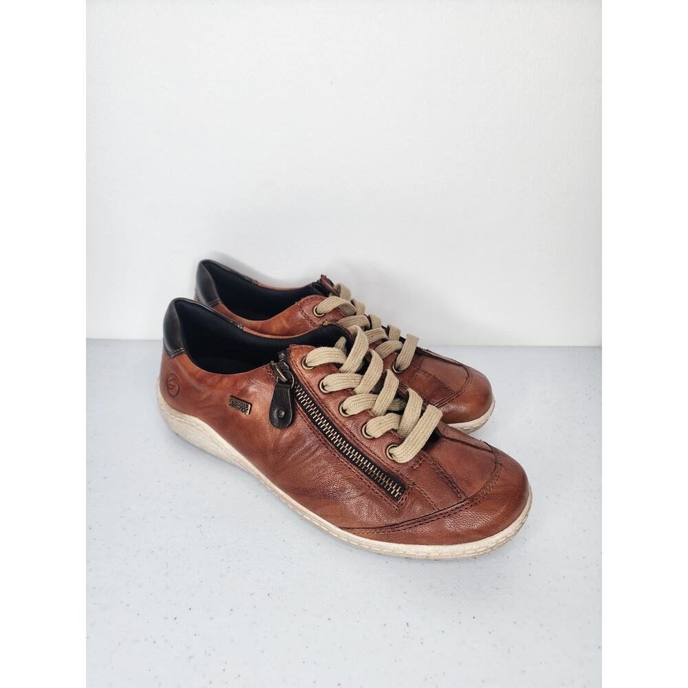 Remonte Liv 02 Leather Sneakers EU 39 Brown Side Zip Comfort Shoes